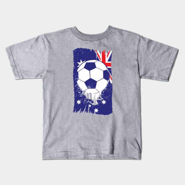 Vintage Aussie Flag with Football // Retro Australia Soccer Kids T-Shirt by SLAG_Creative